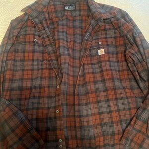 Carhartt Men's Red and Black Plaid Shirt Jacket